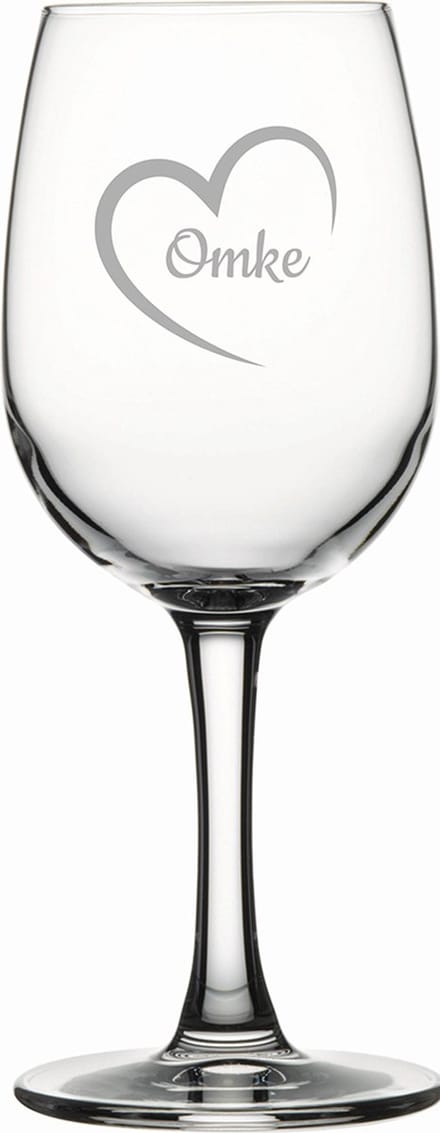 Gegraveerde witte wijnglas 26cl Omke mei hert