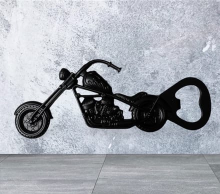 Flesopener Motorfiets ( Zwart) 12.7 x 4.6 cm