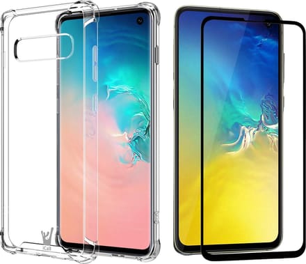 Hoesje geschikt voor Samsung S10e en Screen Protector - Transparant Shock Proof Case + Screenprotector Full