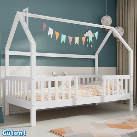 Gutent Kinderbed - Massief lattenbodem - Grenen - 90 x 200 cm - Zonder matras - Wit