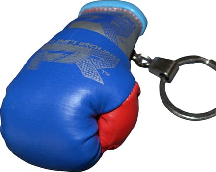 Punch Round Bokshandschoen Sleutelhanger Blauw Rood Zilver
