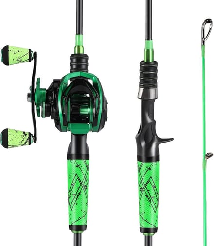 Baitcasting Hengel Combo met SuperPolymer Handvat - Groene Vishengelset