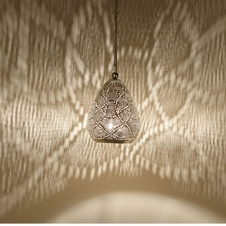 Messing Hanglamp – pendellamp – echt verzilverd – voor woonkamer, eetkamer en slaapkamer