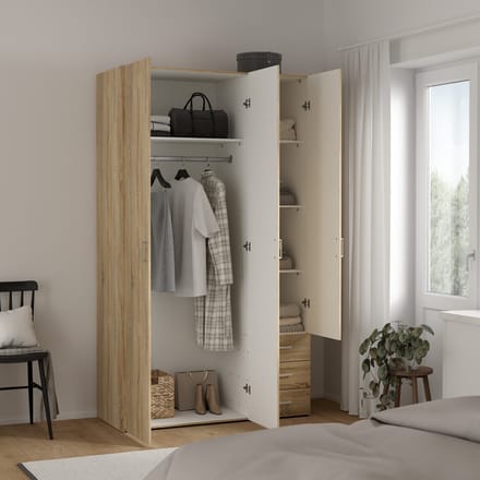 Kledingkast Harper - Eiken Houtlook - Roede, Lades & Legplanken