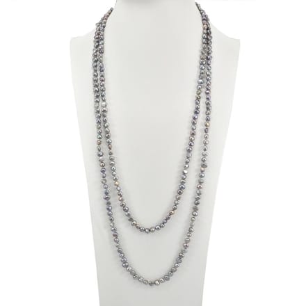 PROUD PEARLS® Lange barok parelketting medium grijs