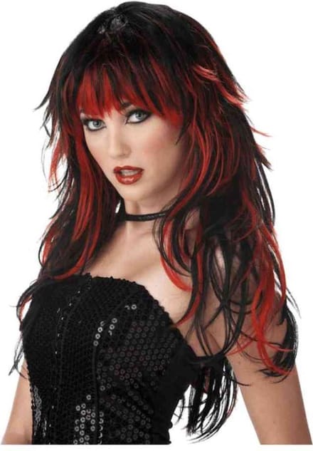 California Costumes Pruik Tempting Tresses Zwart/Rood