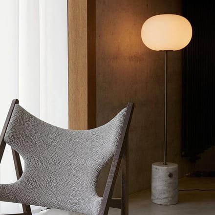 Audo Copenhagen Audo vloerlamp JWDA, brons/wit, marmer, 150 cm, dimbaar.