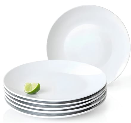 KAD® Bord - 6 Borden - Dinerborden - Dinerbord - Wit - 27cm x 27cm x 3cm