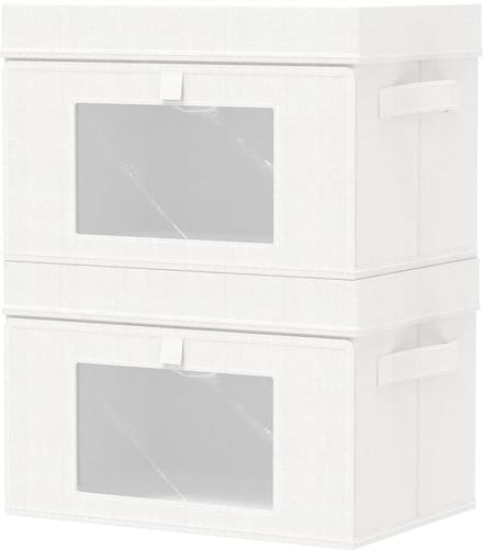 Dailygoods - Opbergdozen met Transparant Venster - 2 Stuks, Opvouwbaar, Wit