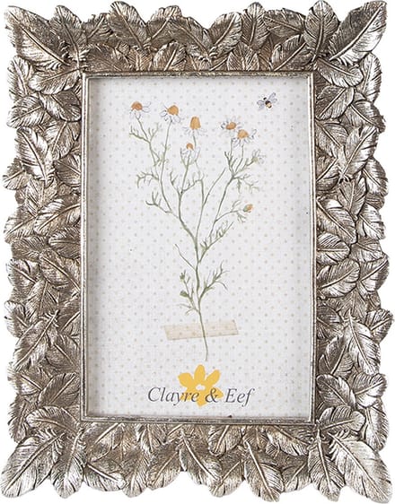 Clayre & Eef Fotolijst 10x15 cm Zilverkleurig Polyresin Blaadjes