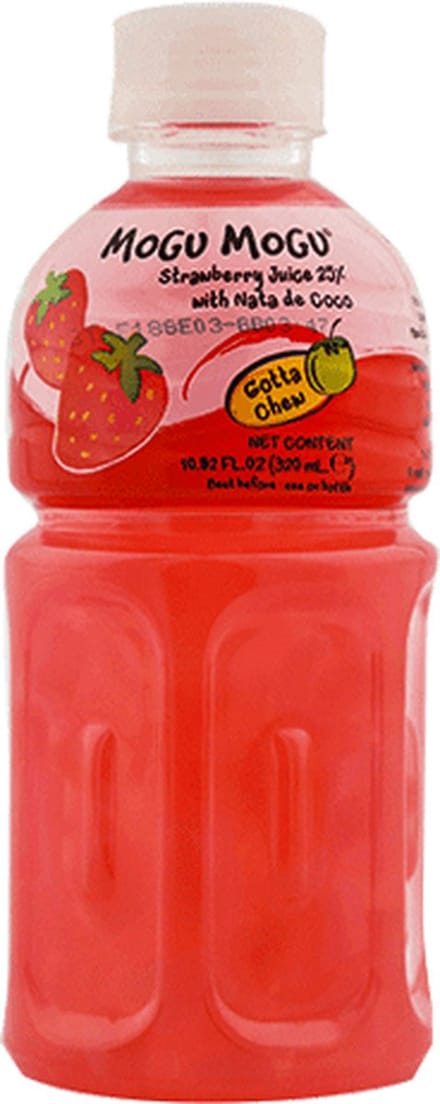 Mogu Mogu - Fruitdrank Aardbei - Sap met Nata de Coco stukjes, Heerlijk verfrissend 6-pack van 320 ml