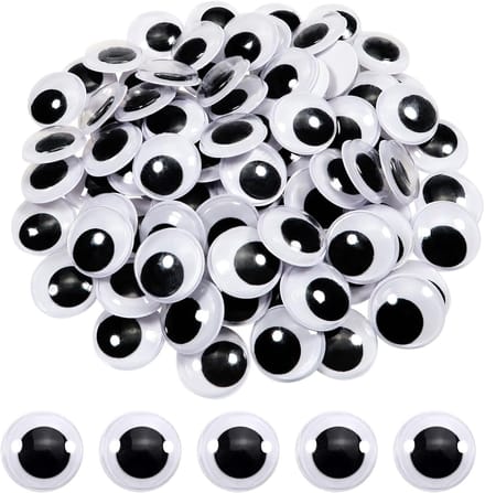 100 Stuks Zelfklevende Wedge Ogen Rond Zwart Wit 20mm Googly Ogen voor Scrapbooking en Kunstprojecten