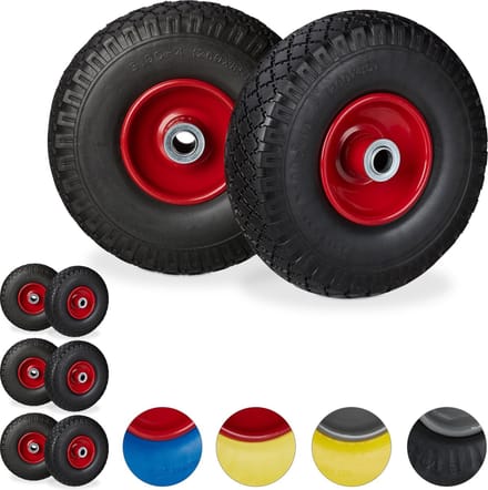 8x steekwagenwiel set - rubberband - bolderkar - 100 kg - stalen velg