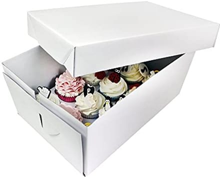 Cupcakebox voor 12 taarten, extra diep, wit, 31 x 22 x 14 cm
