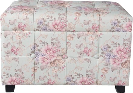 Clayre & Eef Poef 61x37x43 cm Roze Hout Bloemen