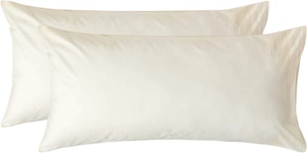 Homescapes Kussensloop 50x90 cm Set van 2 – Crème – 100% Egyptisch Perkal Katoen – 200 TC