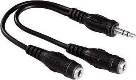 Hama 122381 Adapter Cable - Adapter für Kabel (3.5 mm, 2 x 3.5 mm, männlich/weiblich, Schwarz)