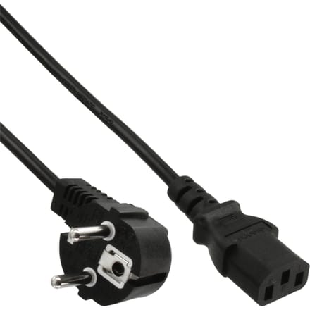 Kabel inLine STROOM C13 recht - CEE7/7 haaks 1 | 8 meter zwart