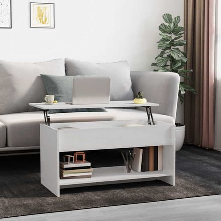 vidaXL - Salontafel - 102x50x52,5 - cm - bewerkt - hout - hoogglans - wit
