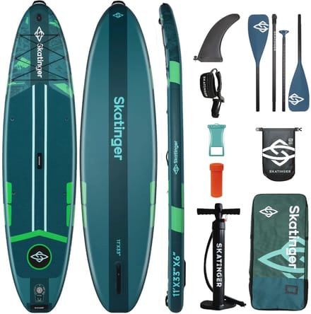 Skatinger Ice Age Green Opblaasbaar Allround SUP Board – Compleet Pakket