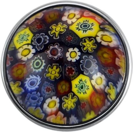 Quiges - Dames Click Button Drukknoop 18mm Multi Bloemen Glas - EBCM171