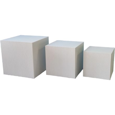 House Vitamin Set of 3 square white mdf side tables / display pedestals – 29, 34 & 40 cm
