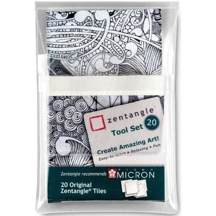 Tekenset Sakura Zentangle set à 20 patronen wit