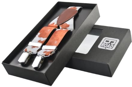 Sixroad bretels - koeienprint camel/wit - 3-clips