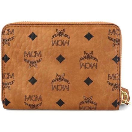 MCM Monogram Print Rits Leer en Canvas Portemonnee Uniseks Portemonnee Cognac MYLAAVI03CO001 Basic Set (Bag+Dust Bag)