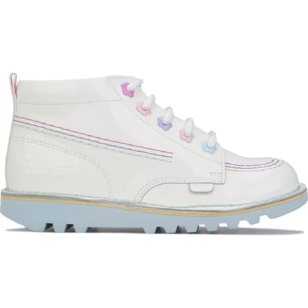 Kickers Kinder Kick Hi Fleur Patent Meisjeslaarsjes in Wit