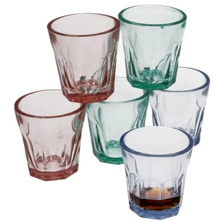 Gerimport Waterglazen/drinkglazen Everest - 6x stuks - transparant kleurenmix - 45 ml