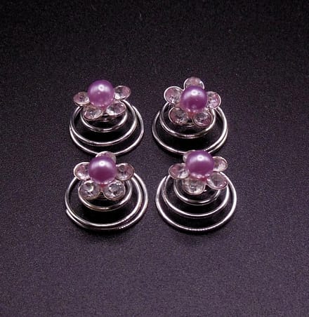 Curlies lila parel met 5 blad strass