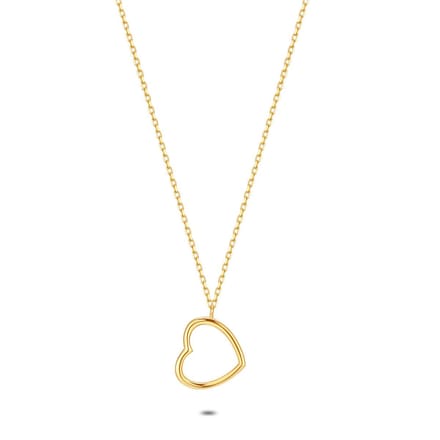 Twice As Nice Halsketting in 18kt verguld zilver, open hart 40cm+5cm