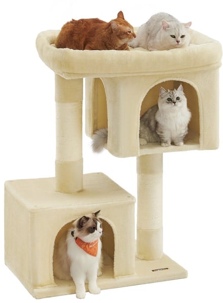 Feandrea - Krabpaal - Kattenboom - Grote Platform - 2 Kattenhuisjes - Sisalstammen