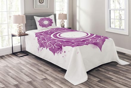 ABAKUHAUS Chakra-set – Slaapdeken-set 170x220 cm, Lila/Wit, Machinewasbaar