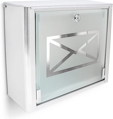 brievenbus hangend - buiten - rvs - glas - 30,5 x 35,5 x 14 cm - zilver/grijs