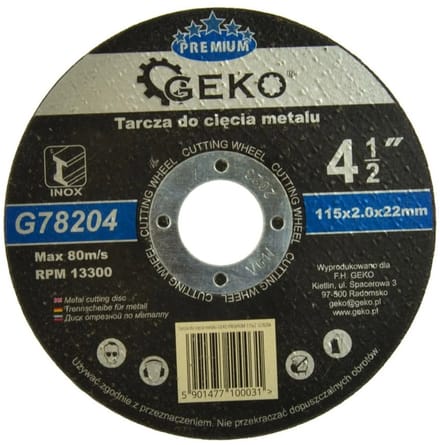 GEKO Metaalschijf - Corundum - Versterkt - 115 mm - 2 mm dikte - 10 stuks