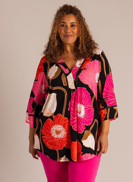 COLLETTA Manouk Tops - Black Multi Colour - maat X-0(44)