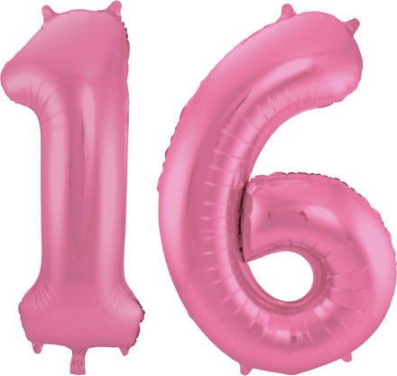 Folat Verjaardag Leeftijd folieballon - 16 jaar - roze - 86 cm - cijferballon groot