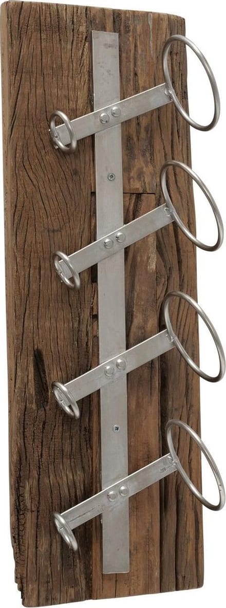 Wijnrek - wand - Hout - Metaal - Staand - 4 fles - 61cm