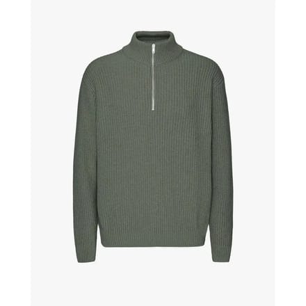 Merino trui 1/4 ritssluiting Colorful Standard Dusty Olive