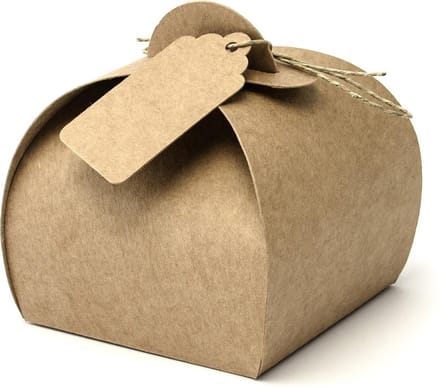Partydeco Bedankdoosjes kraft folded met kaartje - 6x5.5 cm - 10 stuks