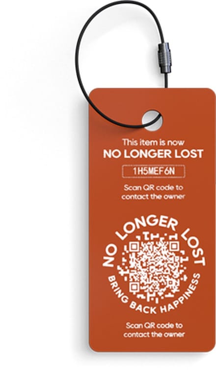 NoLongerLost - Sleutelhanger (x2) - Teslin label - Roestbruin - Unieke QR code - Tracking