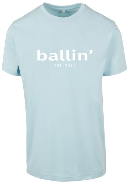 Heren Tee SS met Ballin Est. 2013 Regular Fit Shirt Print - Blauw - Maat S