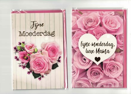 wenskaarten - set van 2 - moederdag - liefste moeder - mama - fijne moederdag