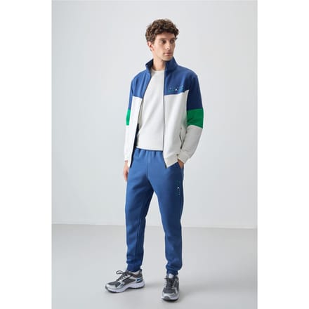 Heren Kleurblok Zip Sweatshirt En Broek Set