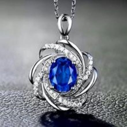 Ketting met hanger crystal blauw en steentjes