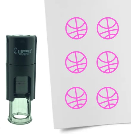 CombiCraft Stempel Basketbal 10mm rond - roze inkt