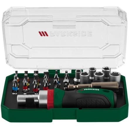 PARKSIDE Ratel-bitset, bitset of bit- en dopsleutelset (Bit- en dopsleutelset 6,3 mm)