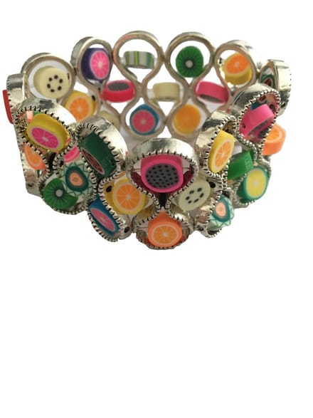 Petra's Sieradenwereld - Armband infinity fiimoklei stukjes fruit (48)